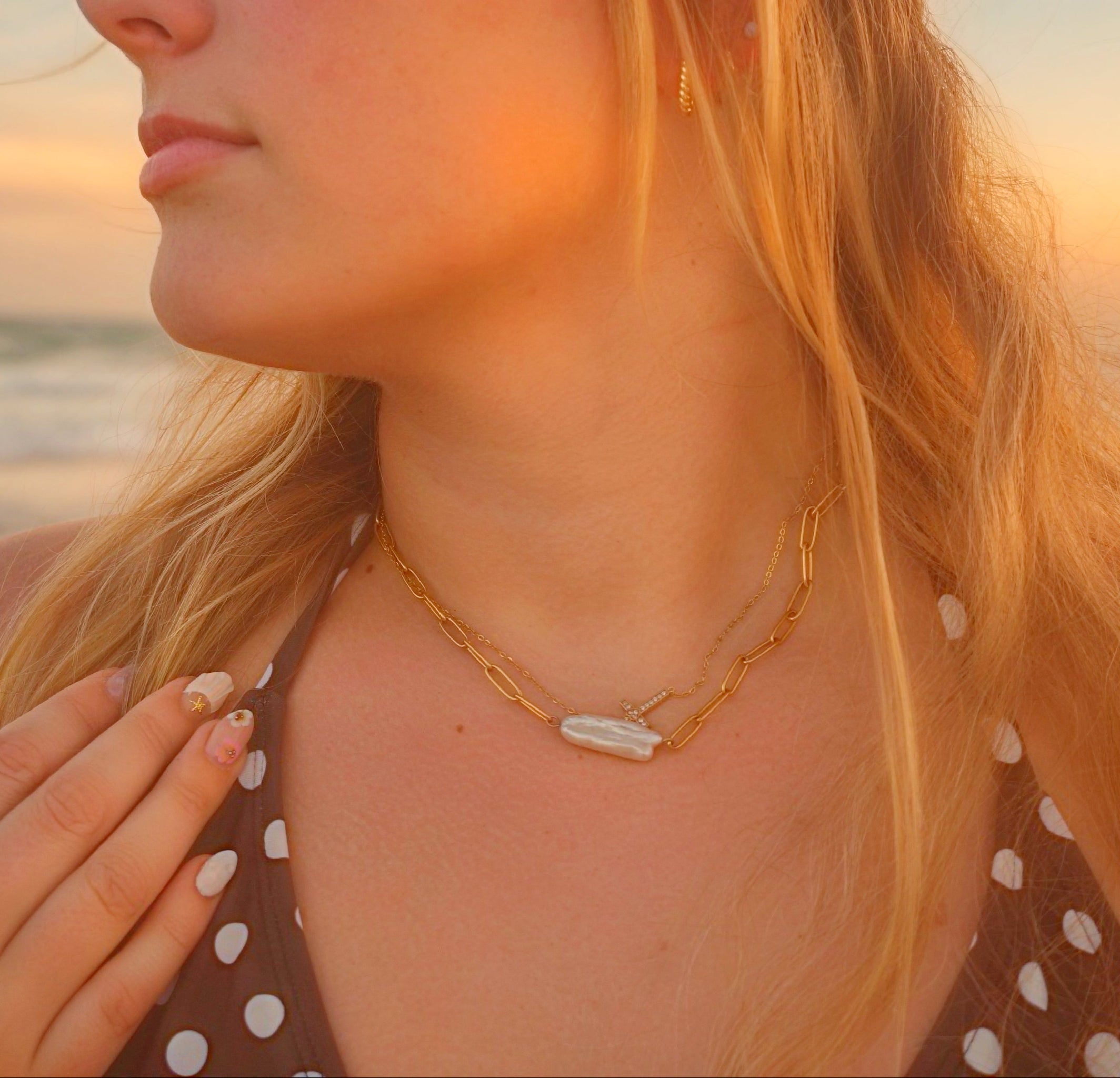 Single Pearl Paperclip Necklace
