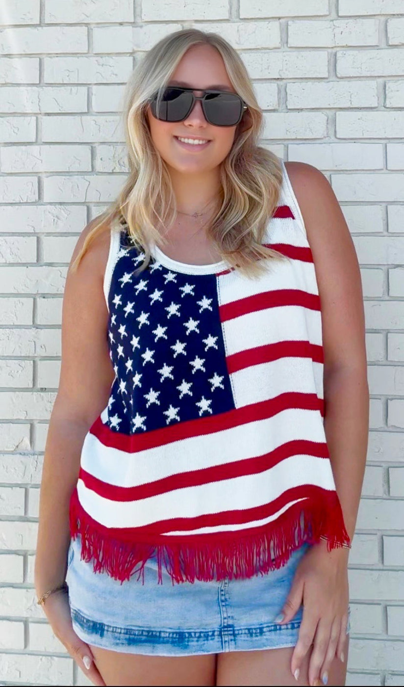 Star Spangled Fringe Top