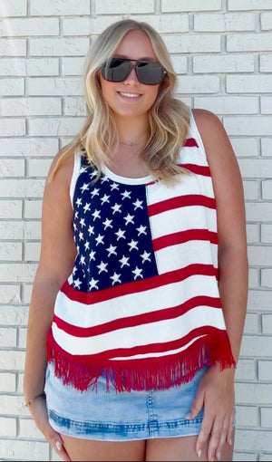 Star Spangled Fringe Top