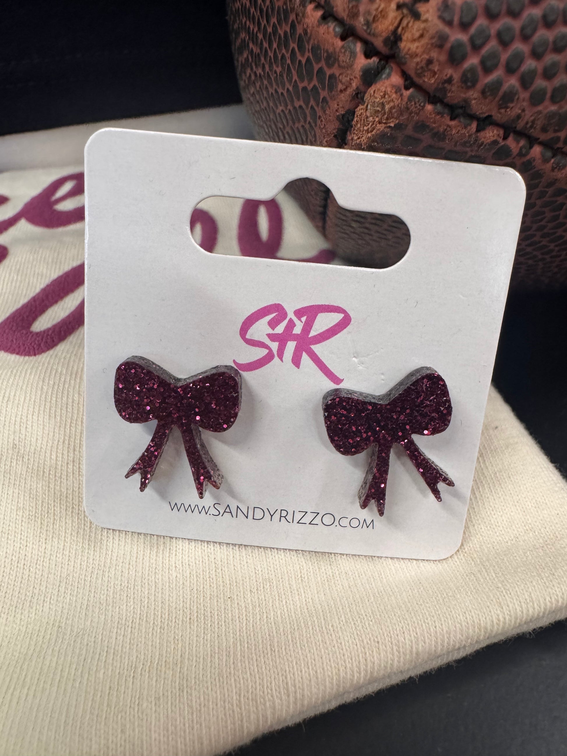 Niceville Maroon Bow Studs